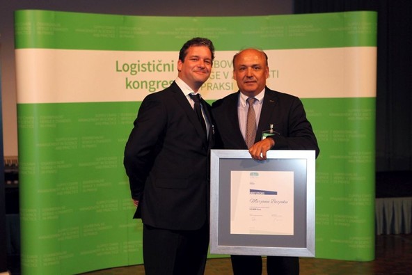 Igor Žula, predsednik Slovenskega logističnega združenja in Marjan Bezjak, direktor podjetja F.A. Maik in logist leta 2015