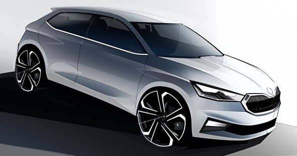 Četrta generacija priljubljenega modela : ŠKODA razkrila skice zunanjosti nove FABIE