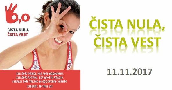 Preventivna akcija Čista nula, čista vest: Jutri bomo mlade voznike osveščali in nagrajevali odgovorno in trezno vožnjo!