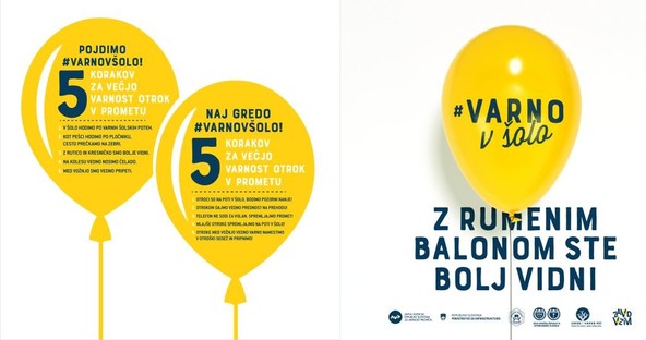 #VarnoVŠolo z rumeno rutko, kresničko in rumenim balonom: NA PRVI ŠOLSKI DAN BODO SLOVENIJO PREPLAVILI RUMENI BALONI