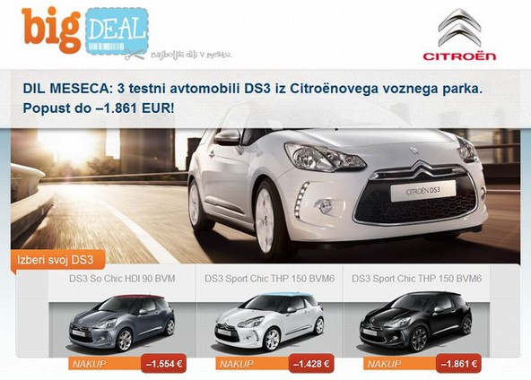 Dil meseca: Citroën DS3: Pri nakupu prek spleta do 1.861 evrov ceneje