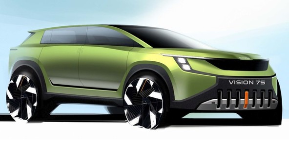 ŠKODA VISION 7S : ŠKODA objavila prve skice zunanjosti modela 
