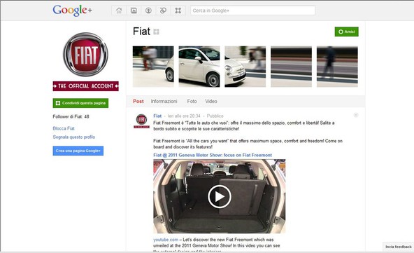 Fiat : Fiat tudi na Google+