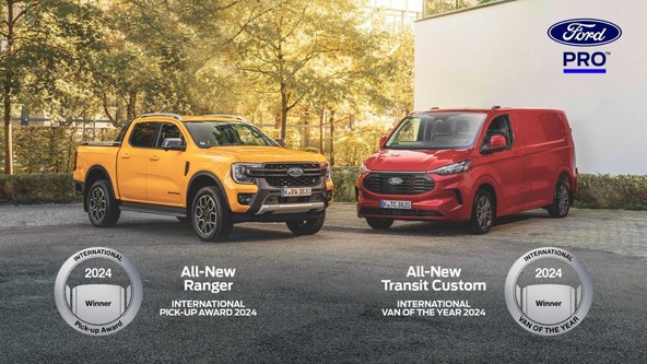 Ford Pro si je prislužil dvojno priznanje: Nagradi sta mu prinesla Transit Custom in pickup Ranger