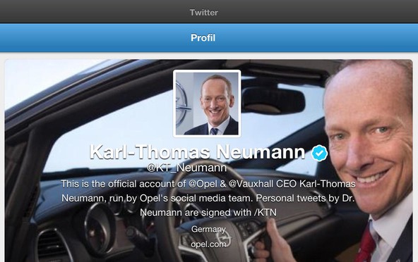 Dr. Karl-Thomas Neumann: Direktor družbe Opel od sedaj na Twitterju