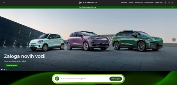 Leapmotor v Sloveniji z AI ambasadorjem : Leapmotor uvaja strategijo »pogovori se s spletnim mestom«