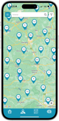 Mega Mobility aplikacija - lokacije polnilnic
