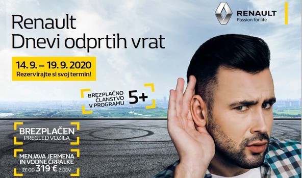 RENAULT DNEVI ODPRTIH VRAT: Renault Slovenija vabi lastnike vozil Renault na brezplačni pregled 