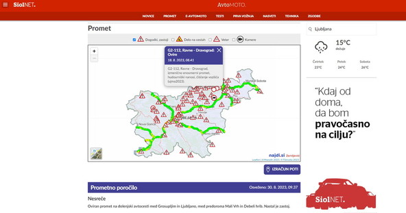Zavihek Promet na Avtomotu : Siol.net predstavlja rešitev za brezskrbno načrtovanje poti