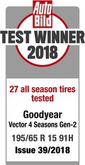 Goodyear Vector 4Seasons Gen-2 & UltraGrip 9: Zmagi na ADAC/TCS/ÖAMTC testih in testu revije Auto Bild