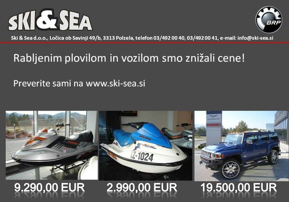 Ski & Sea in BRP: Rabljenim plovilom in vozilom smo znižali cene!
