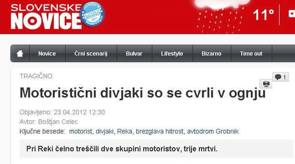 Zveza motoklubov Slovenije: Protest glede članka v Slovenskih novicah