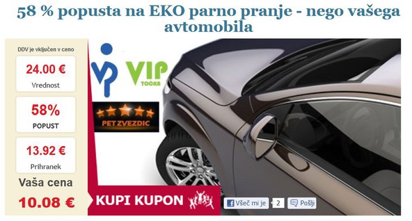 ZbitaCena.si : 58 % popusta na EKO parno pranje - nego vašega avtomobila 
