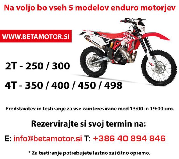 AMZS Center varne vožnje na Vranskem: Betamotor Slovenija organizira BETA testni dan