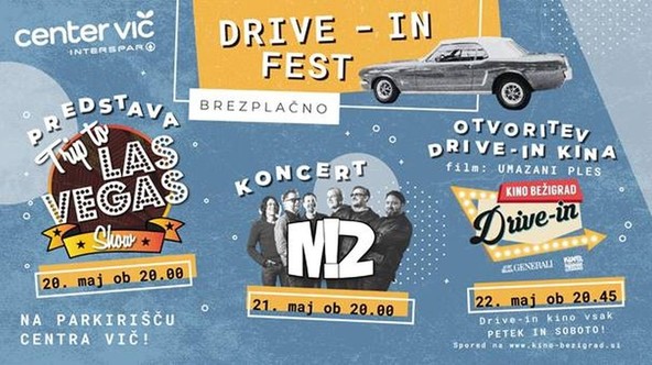 DRIVE-IN FEST NA PARKIRIŠČU CENTRA VIČ: Gledališka predstava, koncert in kino kar brezplačno iz avtomobilskega mehurčka