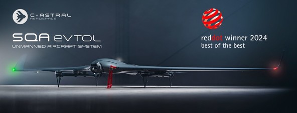 C-Astral SQA eVTOL : AJDOVSKI BREZPILOTNI LETALNIK NAGRAJEN S PRESTIŽNO OBLIKOVALSKO NAGRADO RED DOT
