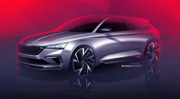 Škoda Vision RS: Oblikovalska skica napoveduje konceptno študijo za pariški avtomobilski salon 2018