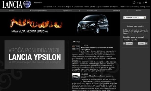 Avto Triglav: Novo spletno mesto blagovne znamke vozil Lancia