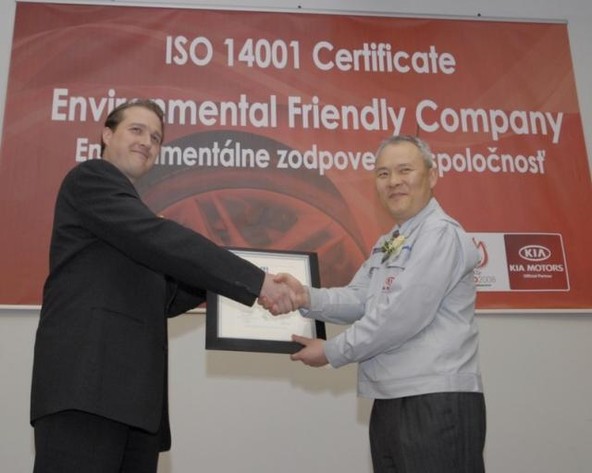 Kia: Tovarna v Žilini prejela okoljski certifikat ISO 14001