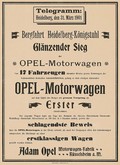 Made in Germany: Opel praznuje 120 let proizvodnje avtomobilov